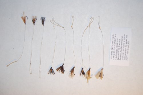 GROUP OF TAKE-OFFS ON POTT HAIR FLIES. 9 gut-snelled Flies #10-12.